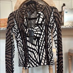 BCBGMaxAzria Black and White Patterned Jacket